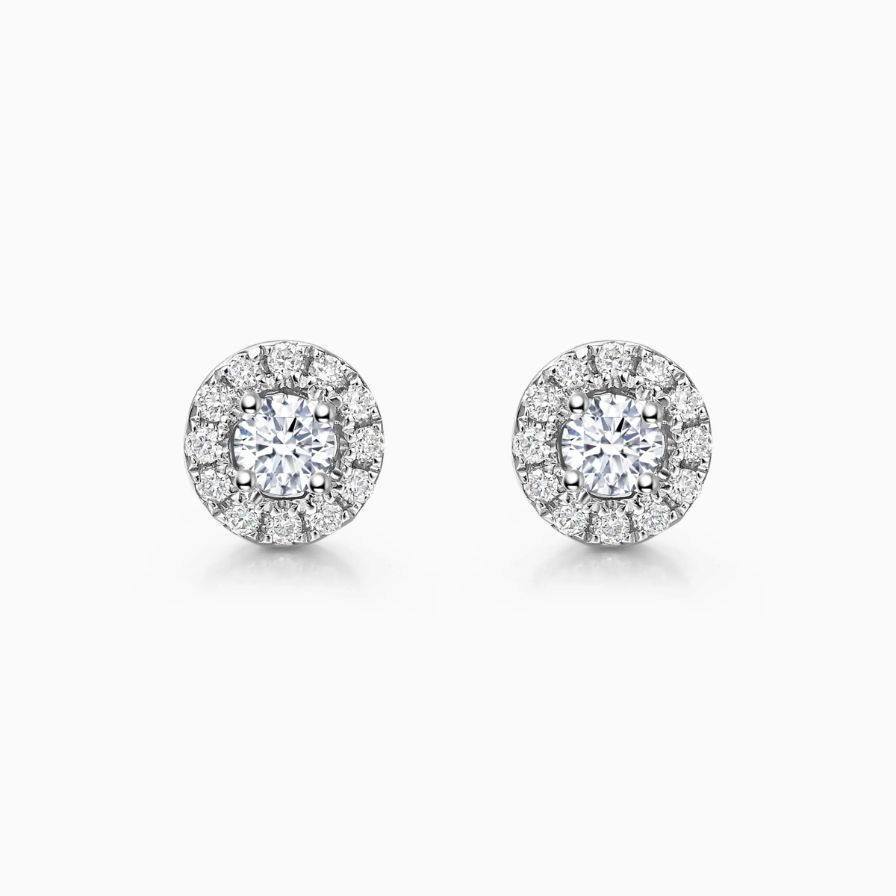 Round Halo Diamond Platinum Studs Round Halo Diamond Platinum Studs