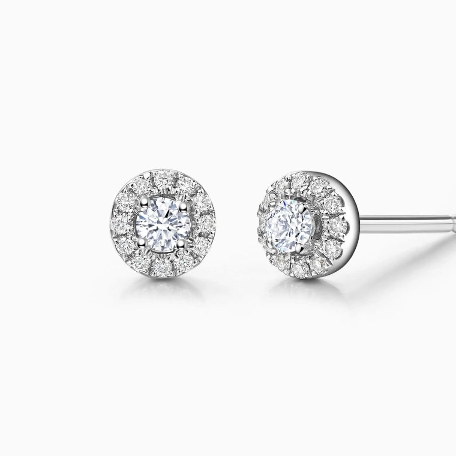 Round Halo Diamond Platinum Studs Round Halo Diamond Platinum Studs