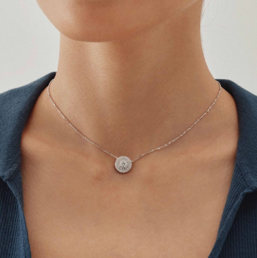 Luxury Double Halo Diamond Necklace Luxury Double Halo Diamond Necklace