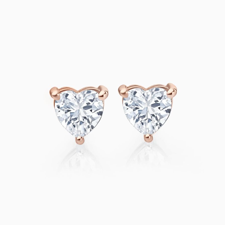Heart Shaped Solitaire with 3-Prong Studs Heart Shaped Solitaire with 3-Prong Studs