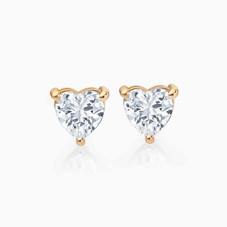 Heart Shaped Solitaire with 3-Prong Studs Heart Shaped Solitaire with 3-Prong Studs