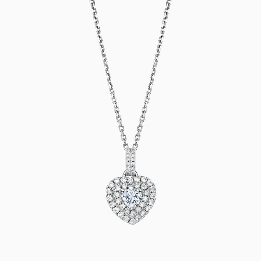 Heart Shaped Double Halo Necklace Heart Shaped Double Halo Necklace