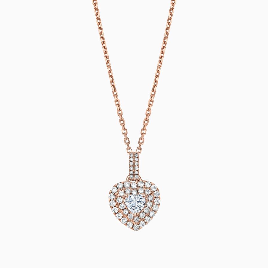 Heart Shaped Double Halo Necklace Heart Shaped Double Halo Necklace