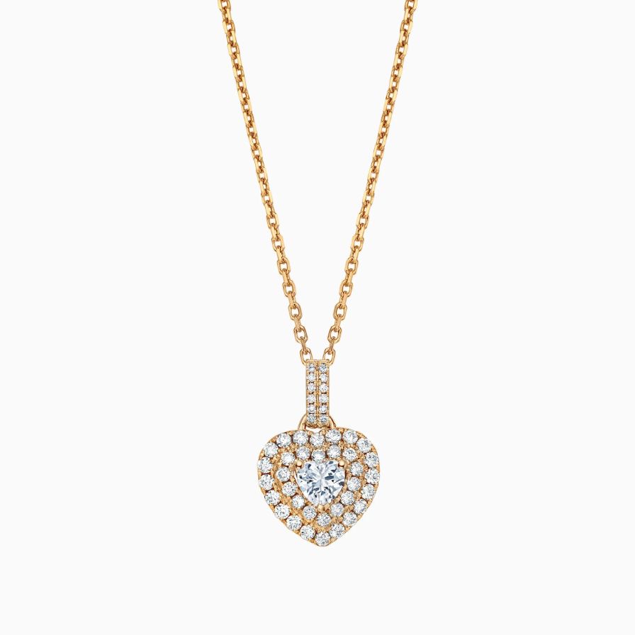 Heart Shaped Double Halo Necklace Heart Shaped Double Halo Necklace