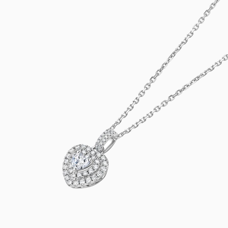 Heart Shaped Double Halo Necklace Heart Shaped Double Halo Necklace