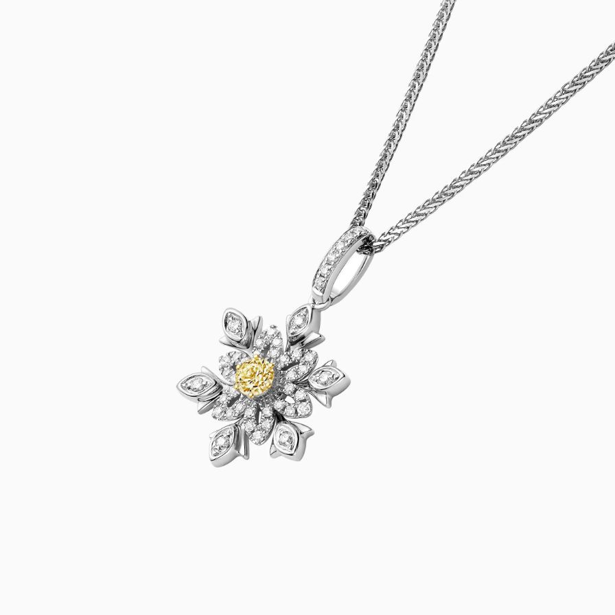 Snowflake Yellow Diamond Two-toned Necklace Snowflake Yellow Diamond Two-toned Necklace