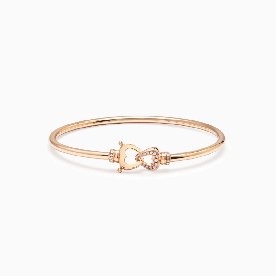 Twin Heart Shaped Lock Diamonds Pavé Bracelet Twin Heart Shaped Lock Diamonds Pavé Bracelet