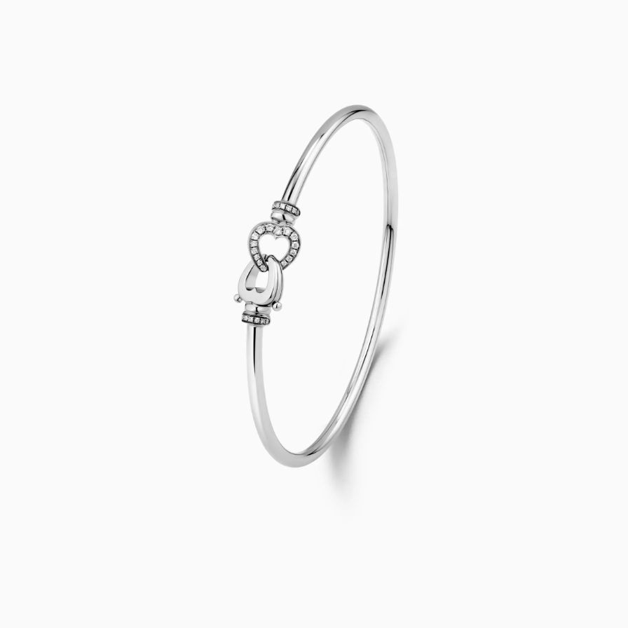 Twin Heart Shaped Lock Diamonds Pavé Bracelet Twin Heart Shaped Lock Diamonds Pavé Bracelet