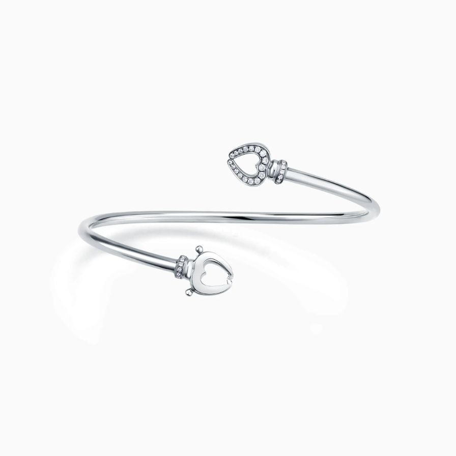 Twin Heart Shaped Lock Diamonds Pavé Bracelet Twin Heart Shaped Lock Diamonds Pavé Bracelet