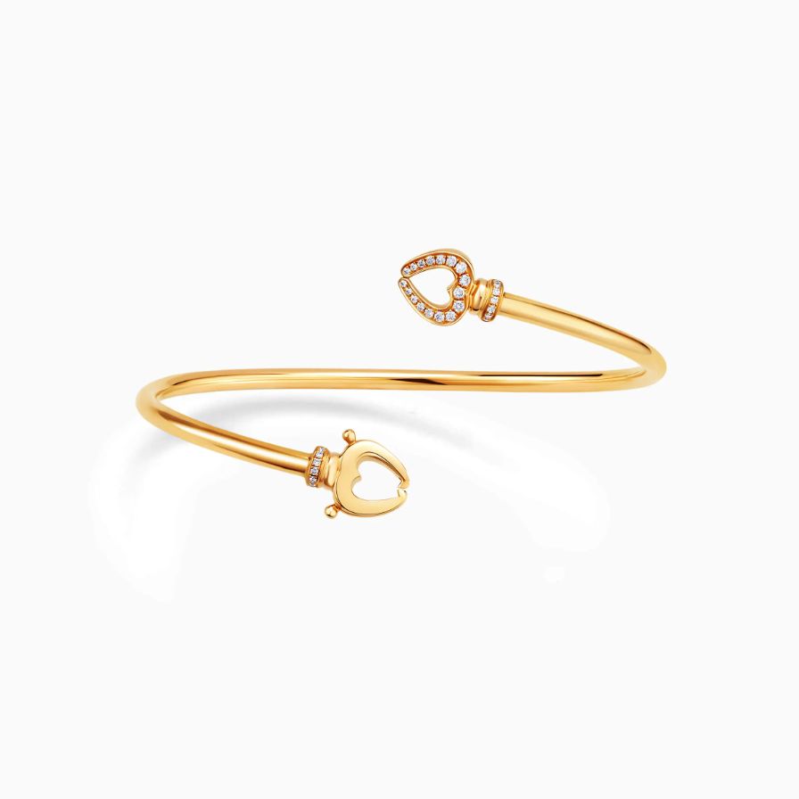Twin Heart Shaped Lock Diamonds Pavé Bracelet Twin Heart Shaped Lock Diamonds Pavé Bracelet