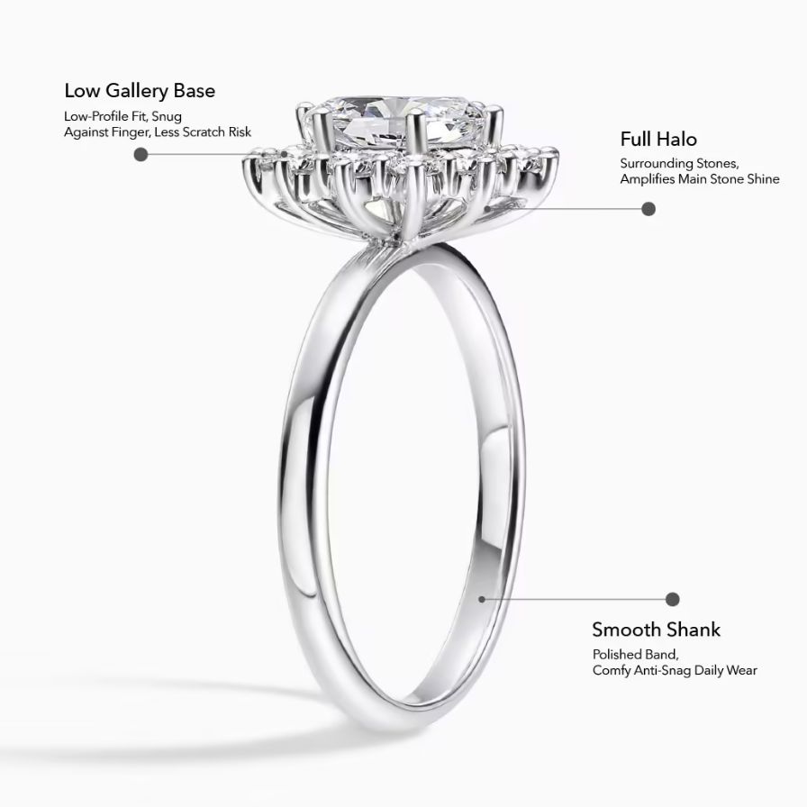 Lab-Grown Oval-cut Wreath Simple Engagement Ring Lab-Grown Oval-cut Wreath Simple Engagement Ring