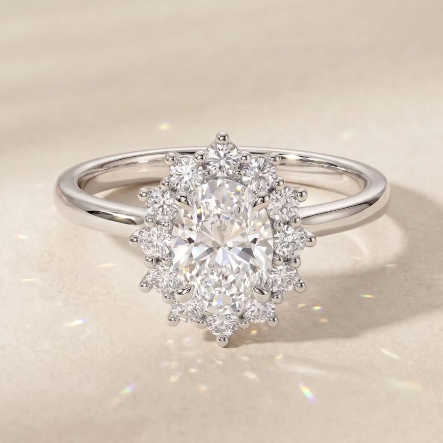 Lab-Grown Oval-cut Wreath Simple Engagement Ring Lab-Grown Oval-cut Wreath Simple Engagement Ring