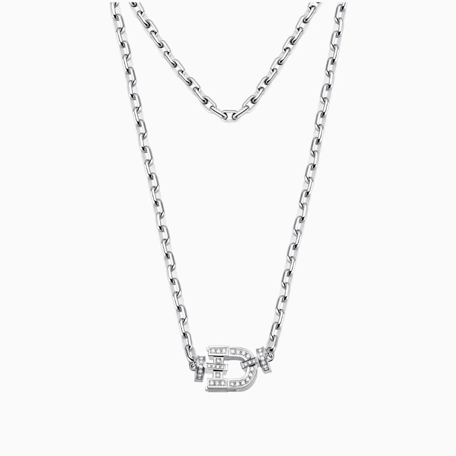 D Shaped Diamonds Pavé Trendy Necklace D Shaped Diamonds Pavé Trendy Necklace