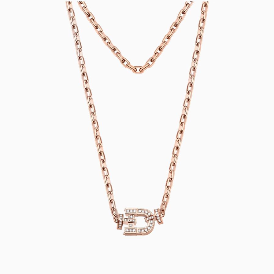 D Shaped Diamonds Pavé Trendy Necklace D Shaped Diamonds Pavé Trendy Necklace