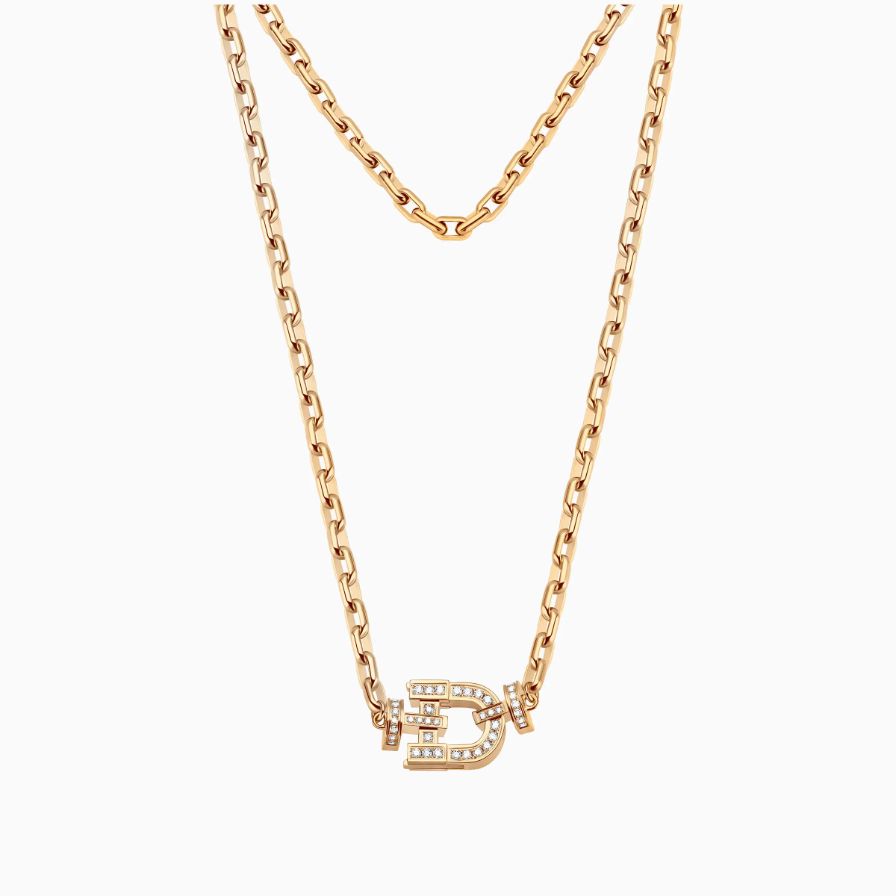 D Shaped Diamonds Pavé Trendy Necklace D Shaped Diamonds Pavé Trendy Necklace