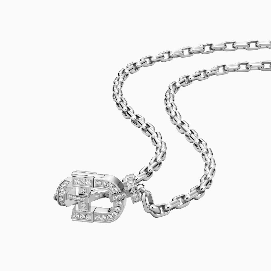 D Shaped Diamonds Pavé Trendy Necklace D Shaped Diamonds Pavé Trendy Necklace