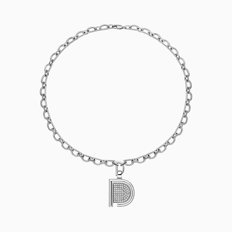 Luxury Open D Shaped Diamonds Pavé Fashionable Necklace Luxury Open D Shaped Diamonds Pavé Fashionable Necklace
