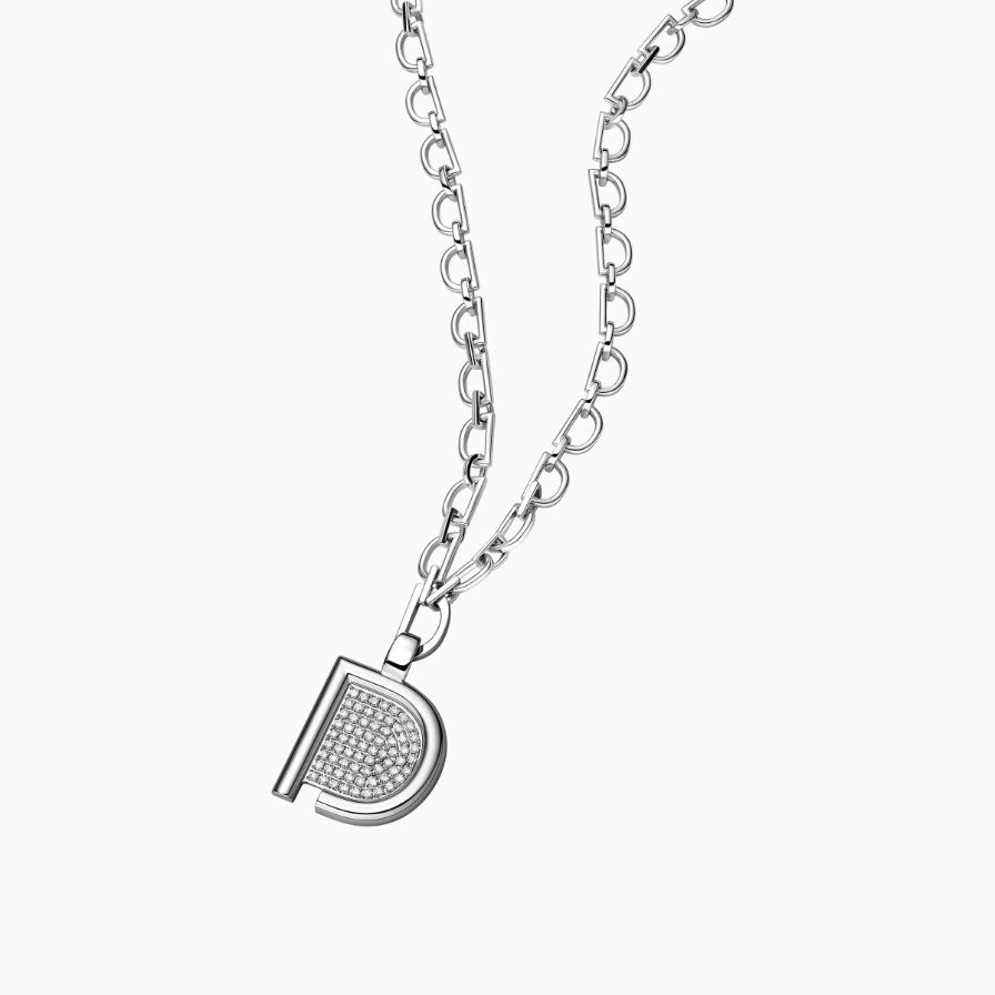 Luxury Open D Shaped Diamonds Pavé Fashionable Necklace Luxury Open D Shaped Diamonds Pavé Fashionable Necklace