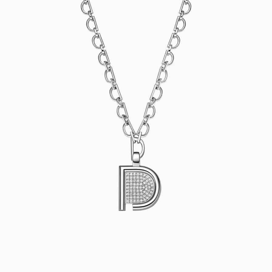 Luxury Open D Shaped Diamonds Pavé Fashionable Necklace Luxury Open D Shaped Diamonds Pavé Fashionable Necklace