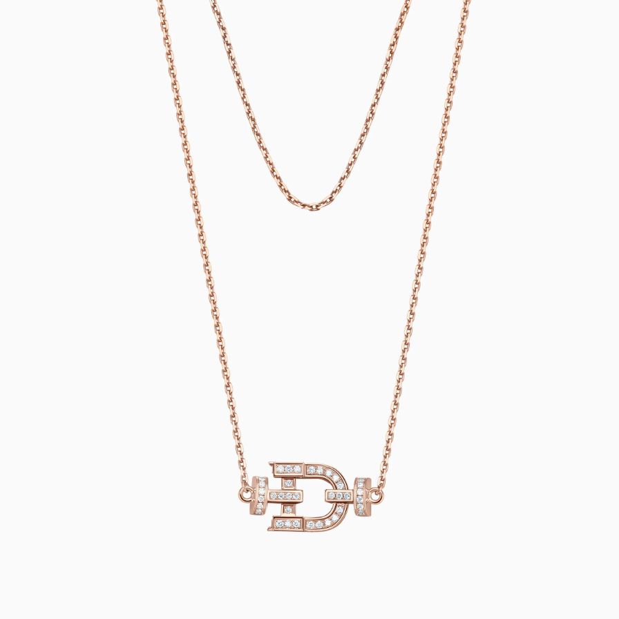 D Shaped Diamonds Pavé Love Lock Necklace D Shaped Diamonds Pavé Love Lock Necklace