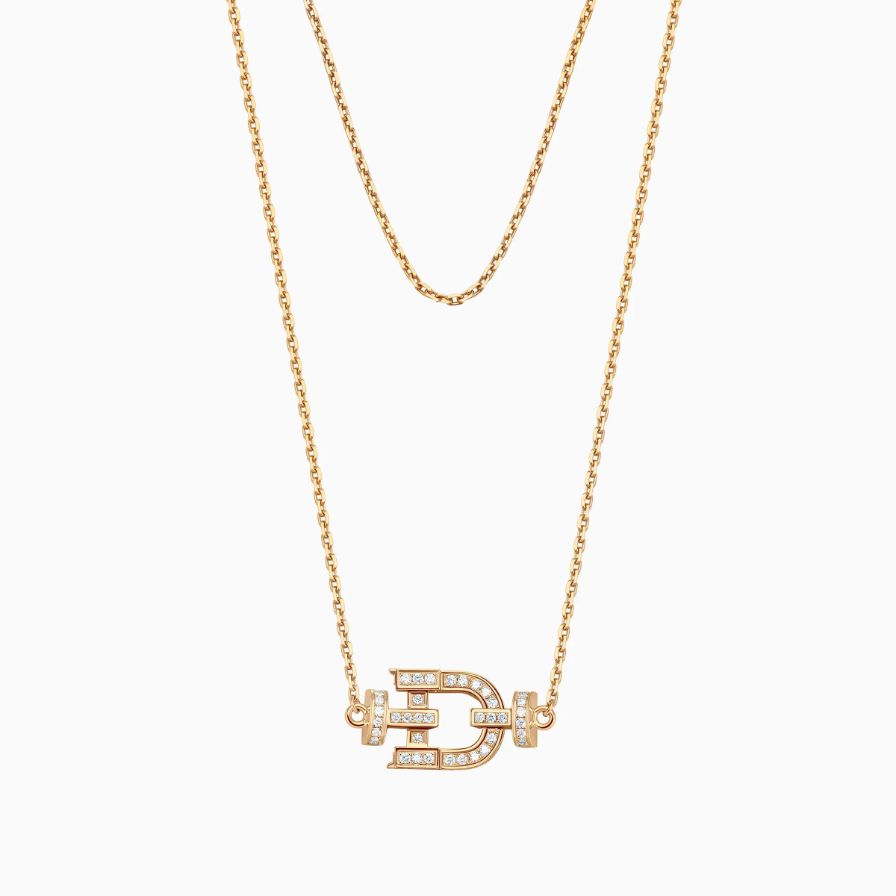 D Shaped Diamonds Pavé Love Lock Necklace D Shaped Diamonds Pavé Love Lock Necklace