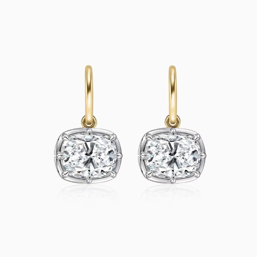 Lab-Grown Cushion Bezel Prong Set Earring Lab-Grown Cushion Bezel Prong Set Earring