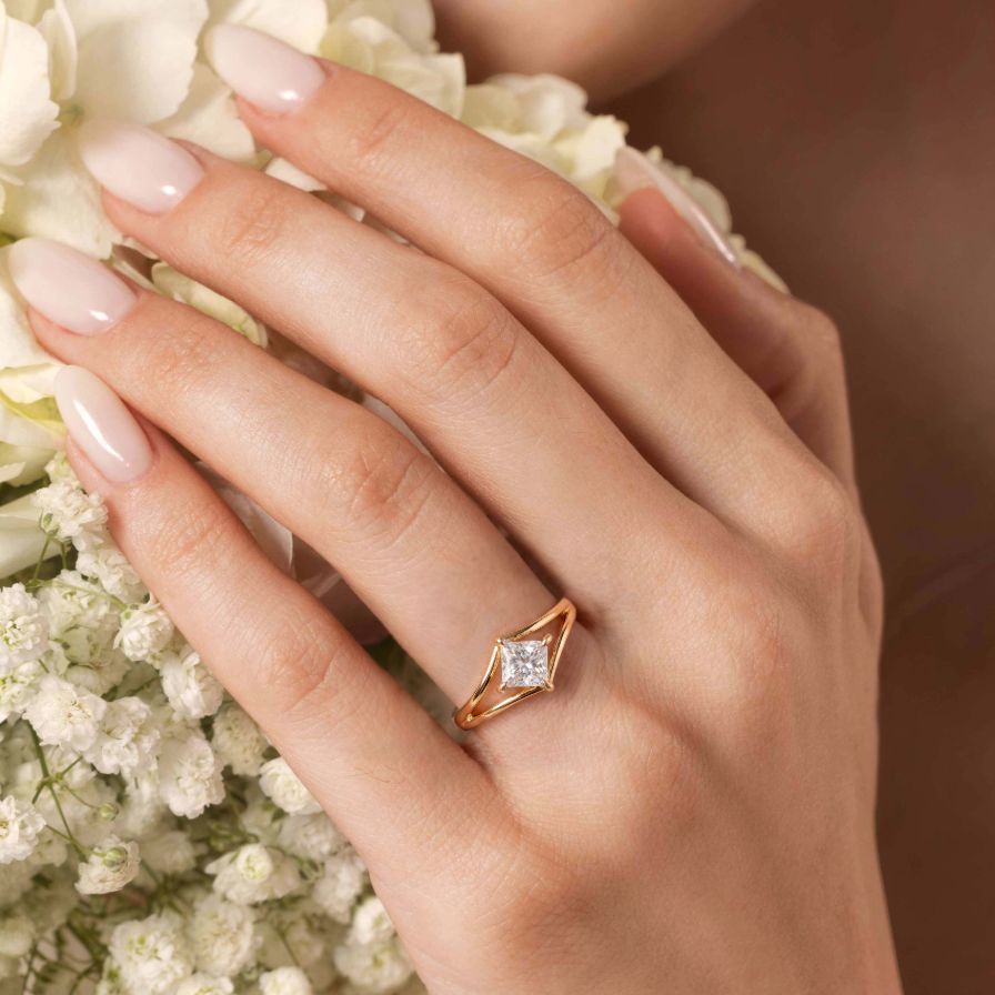 Princess Cut Twisted Moissanite Promise Ring Princess Cut Twisted Moissanite Promise Ring
