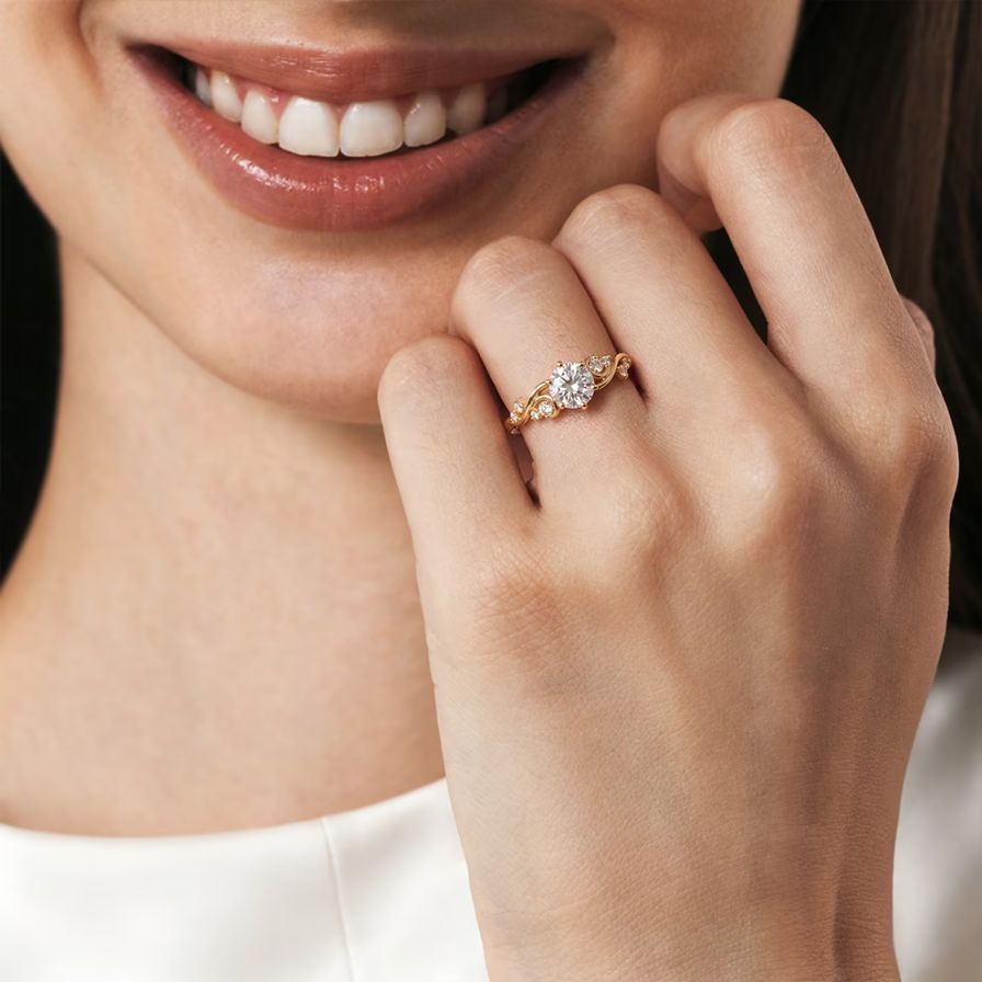 Round Vine Wave Zirconia Promise Ring Round Vine Wave Zirconia Promise Ring