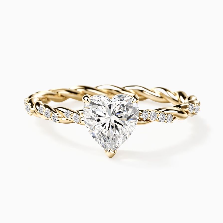 Heart Twisted Rope Zirconia Promise Ring