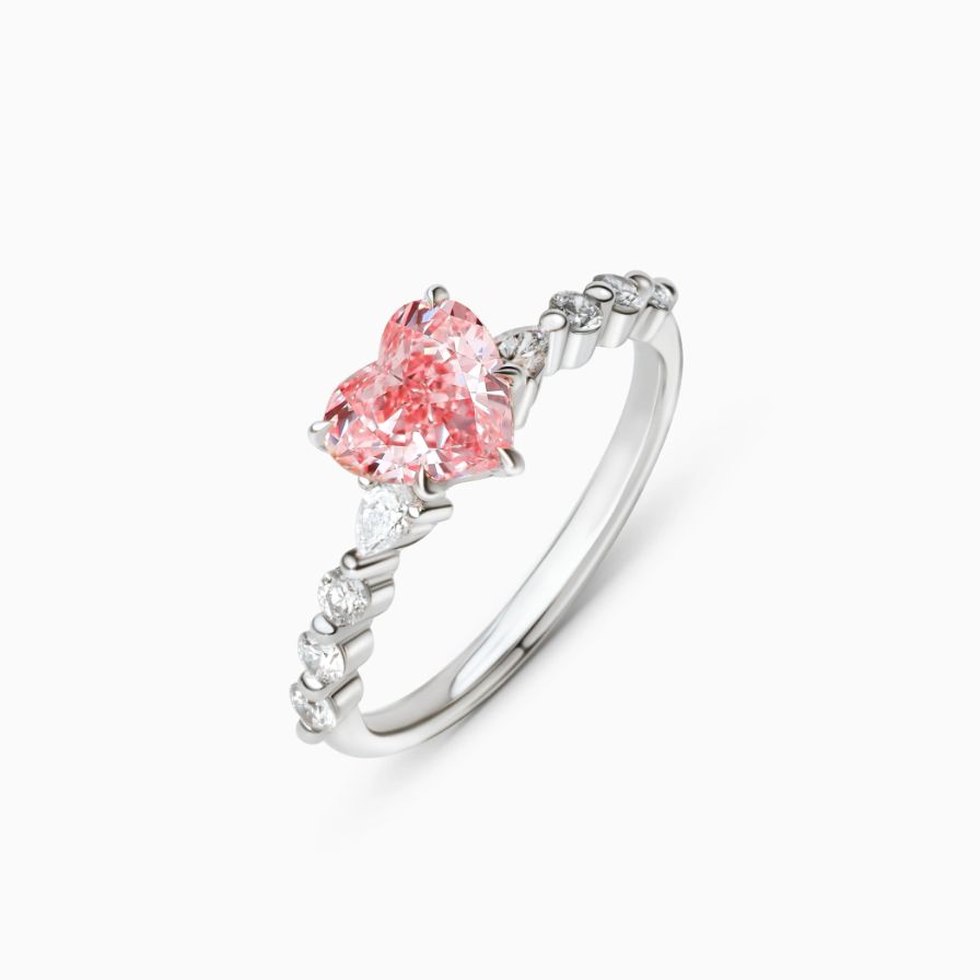 Blush Pink Heart Zirconia Promise Ring 18K White Gold Plated Sterling Silver Blush Pink Heart Zirconia Promise Ring 18K White Gold Plated Sterling Silver