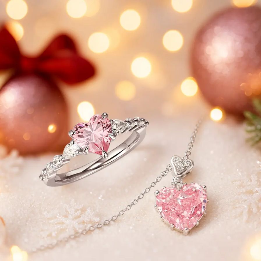 Blush Pink Heart Zirconia Promise Ring 18K White Gold Plated Sterling Silver Blush Pink Heart Zirconia Promise Ring 18K White Gold Plated Sterling Silver