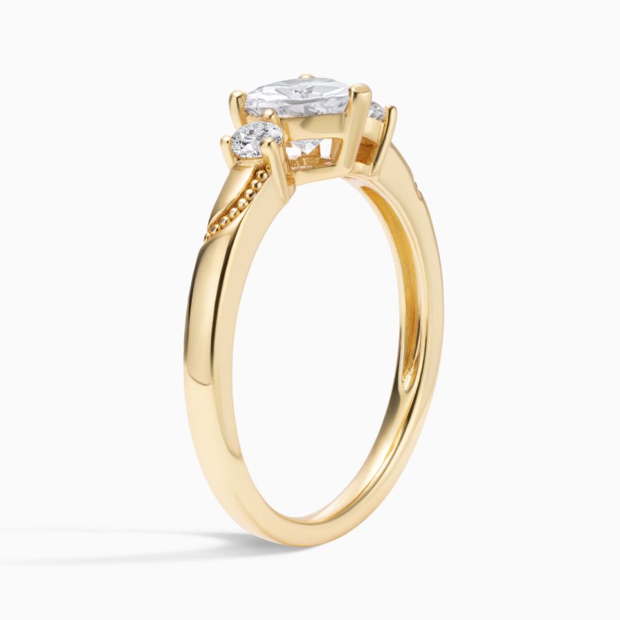 Side Stone Milgrain Heart Zircon Promise Ring 18K Yellow Gold Plated Sterling Silver Side Stone Milgrain Heart Zircon Promise Ring 18K Yellow Gold Plated Sterling Silver