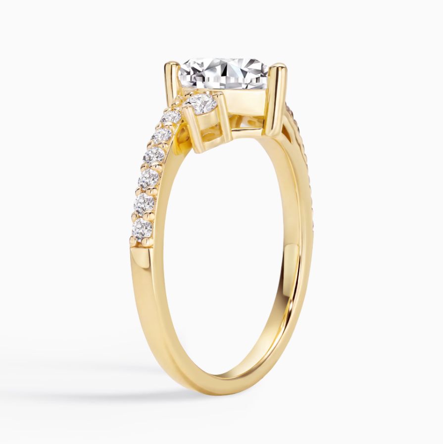 Side Cluster Pave Heart Zircon Gold Promise Ring 18K Yellow Gold Plated Sterling Silver Side Cluster Pave Heart Zircon Gold Promise Ring 18K Yellow Gold Plated Sterling Silver