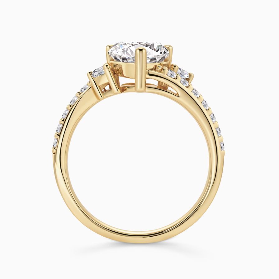 Side Cluster Pave Heart Zircon Gold Promise Ring 18K Yellow Gold Plated Sterling Silver Side Cluster Pave Heart Zircon Gold Promise Ring 18K Yellow Gold Plated Sterling Silver