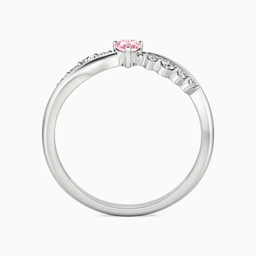 Charming Pink Heart Zirconia Promise Ring 18K White Gold Plated Sterling Silver Charming Pink Heart Zirconia Promise Ring 18K White Gold Plated Sterling Silver