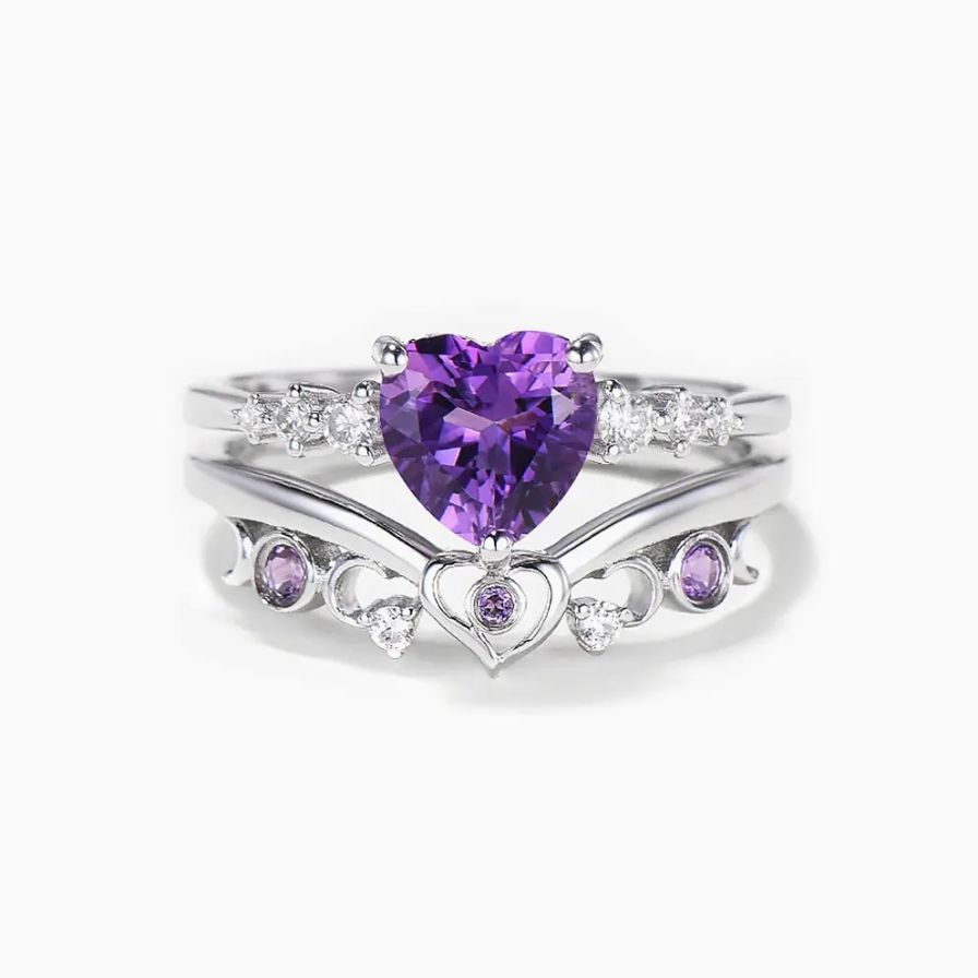 Celestial Queen Heart Zirconia Promise Ring Set Celestial Queen Heart Zirconia Promise Ring Set