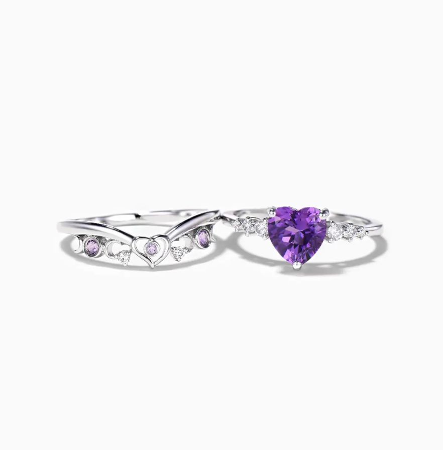 Celestial Queen Heart Zirconia Promise Ring Set Celestial Queen Heart Zirconia Promise Ring Set