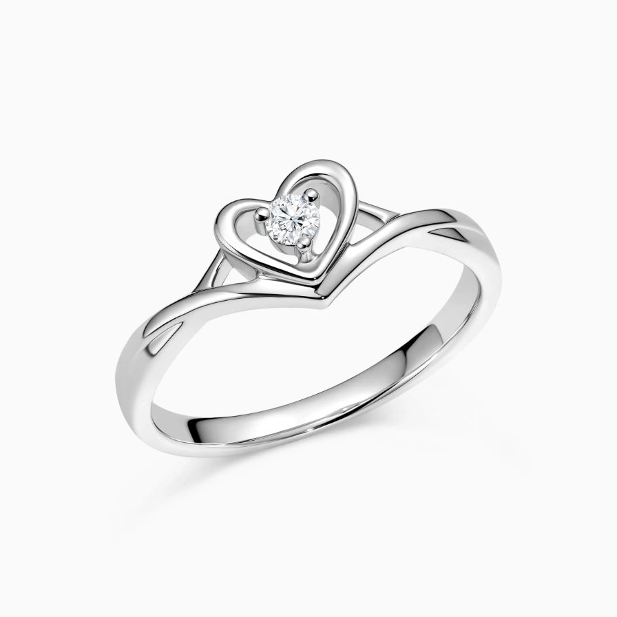 Open Heart Moissanite Solitaire Promise Ring 9K white gold Open Heart Moissanite Solitaire Promise Ring 9K white gold