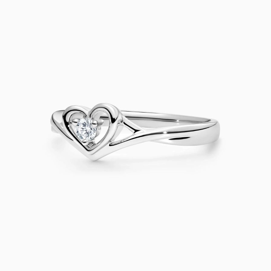 Open Heart Moissanite Solitaire Promise Ring 9K white gold Open Heart Moissanite Solitaire Promise Ring 9K white gold