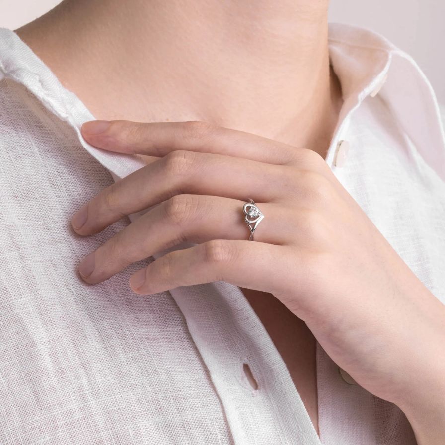 Open Heart Moissanite Solitaire Promise Ring 9K white gold Open Heart Moissanite Solitaire Promise Ring 9K white gold