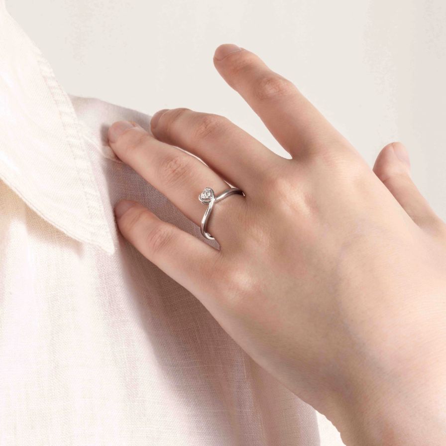 Open Heart Moissanite Solitaire Promise Ring 9K white gold Open Heart Moissanite Solitaire Promise Ring 9K white gold