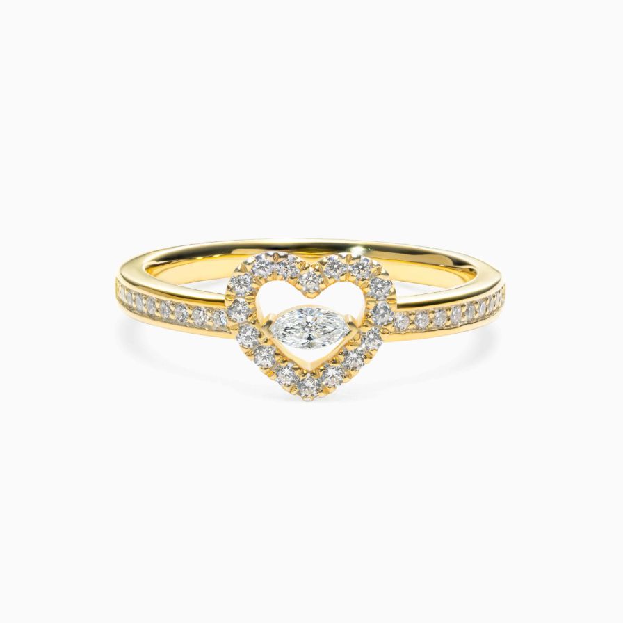 Outline Heart Marquise Zirconia Promise Ring 18K Yellow Gold Plated Sterling Silver Outline Heart Marquise Zirconia Promise Ring 18K Yellow Gold Plated Sterling Silver