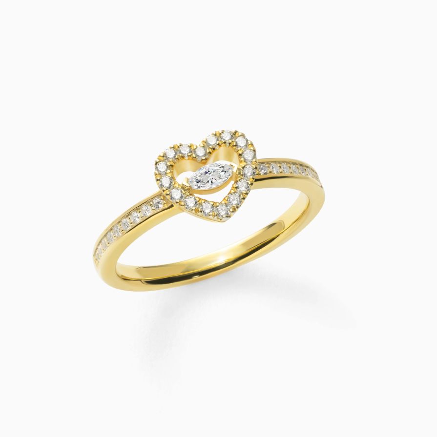 Outline Heart Marquise Zirconia Promise Ring 18K Yellow Gold Plated Sterling Silver Outline Heart Marquise Zirconia Promise Ring 18K Yellow Gold Plated Sterling Silver