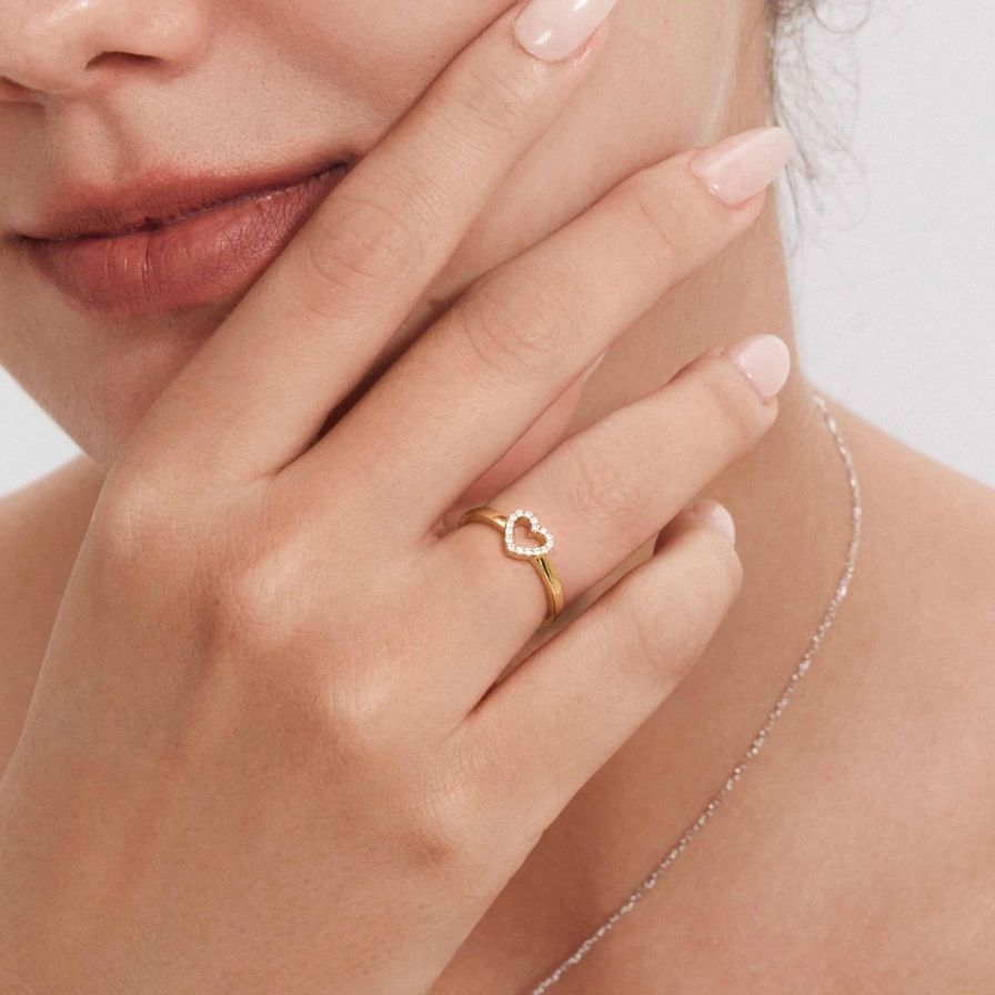 Dainty Outline Heart Zirconia Promise Ring Dainty Outline Heart Zirconia Promise Ring