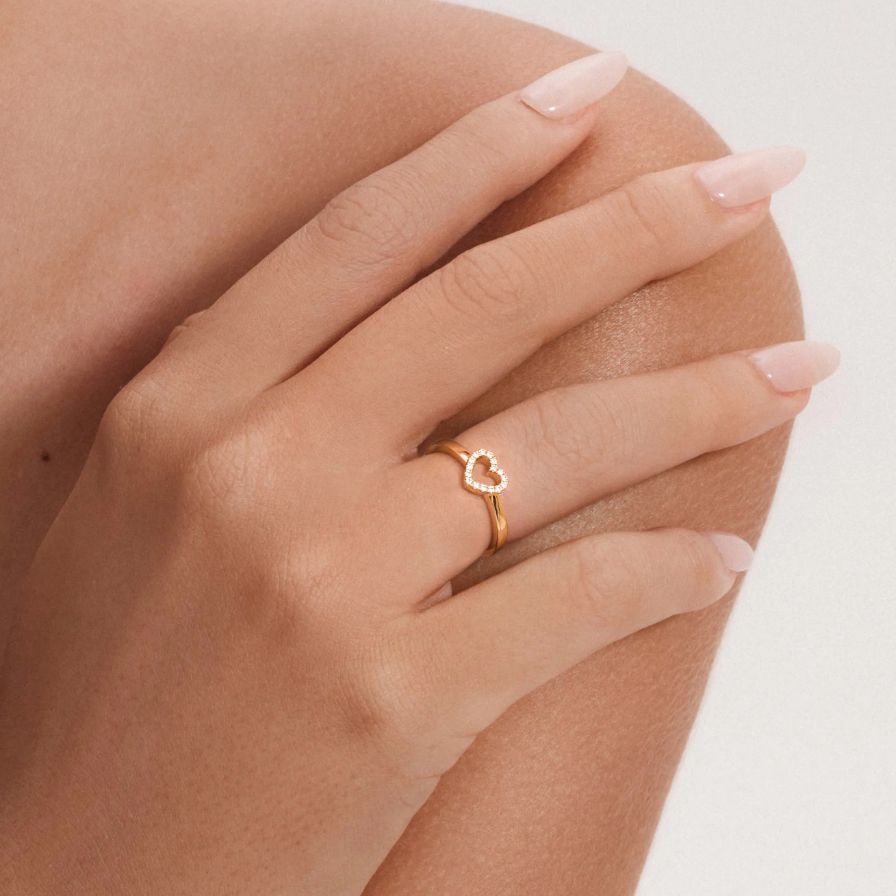 Dainty Outline Heart Zirconia Promise Ring Dainty Outline Heart Zirconia Promise Ring