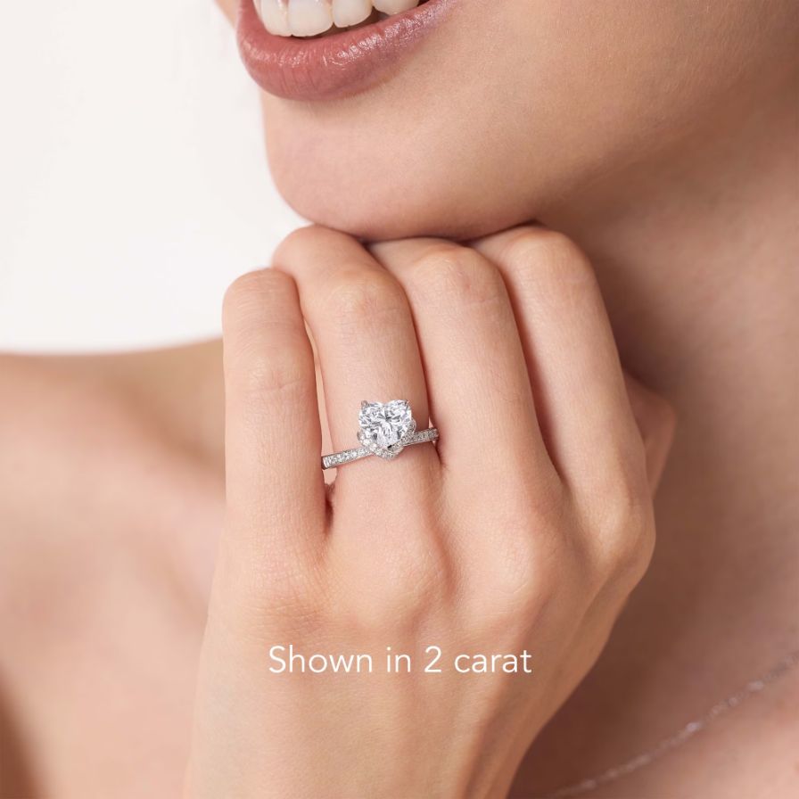 Heart‑Cut Halo Twist‑Shank Pavé Ring Heart‑Cut Halo Twist‑Shank Pavé Ring