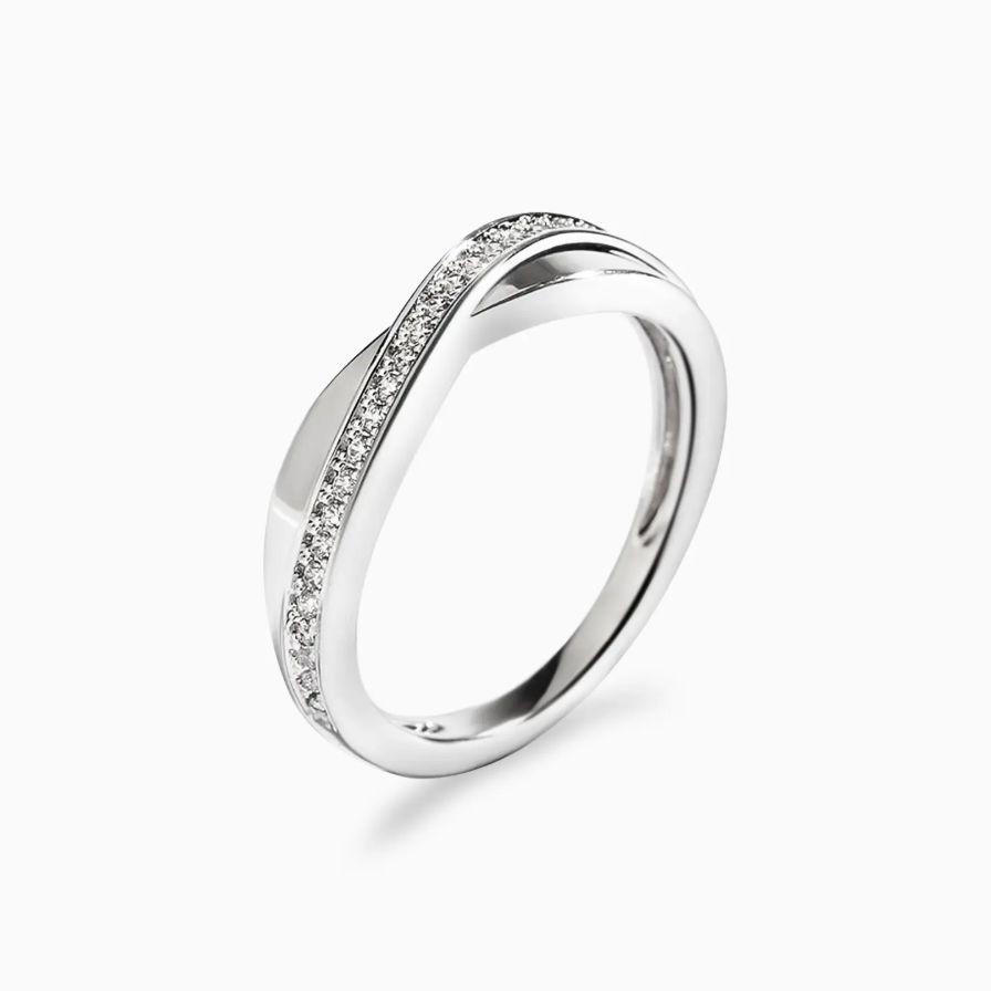 Minimalist Two Band Crossover Couple Rings Minimalist Two Band Crossover Couple Rings