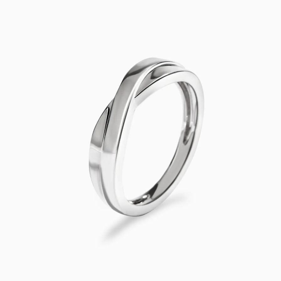 Minimalist Two Band Crossover Couple Rings Minimalist Two Band Crossover Couple Rings