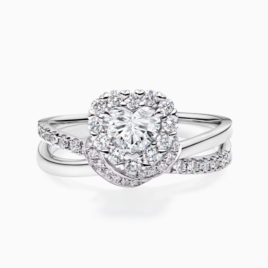 Heart-Cut Halo Pavé Prong Set Engagement Ring Heart-Cut Halo Pavé Prong Set Engagement Ring
