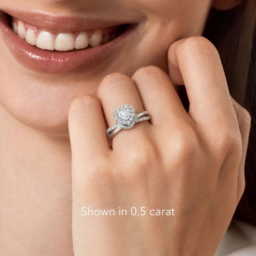 Heart-Cut Halo Pavé Prong Set Engagement Ring Heart-Cut Halo Pavé Prong Set Engagement Ring